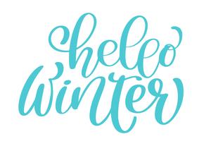 kalligrafie Hallo Winter Vrolijke kerstkaart met. Sjabloon voor groeten, gefeliciteerd, Housewarming posters, uitnodigingen, foto overlays. Vector illustratie