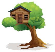 Houten boomhut op de boom vector