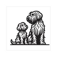 ai gegenereerd ruwhaar richten griffon hond familie clip art illustratie in zwart en wit vector