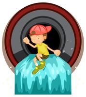 A Kid at Waste Pipe vector