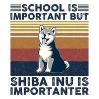 school- is belangrijk maar shiba inu is belangrijker typografie t-shirt ontwerp vector