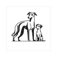 ai gegenereerd whippet hond familie clip art illustratie in zwart en wit vector