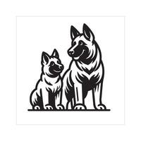 ai gegenereerd belgisch herder hond familie clip art illustratie in zwart en wit vector