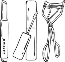 hand- getrokken Dames zorg uitrusting element voor Sjablonen. vector