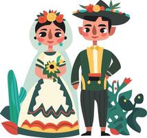 traditioneel Mexicaans bruiloft kleding illustratie vector