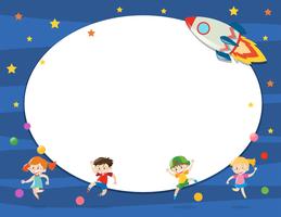 Grensmalplaatje met kinderen in de ruimte vector