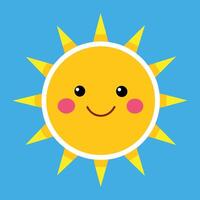 schattig tekenfilm glimlachen zon. grappig zon vector Aan een geïsoleerd achtergrond