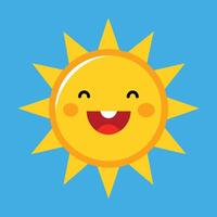 schattig tekenfilm glimlachen zon. grappig zon vector Aan een geïsoleerd achtergrond