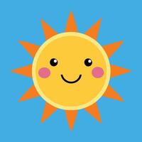 schattig tekenfilm glimlachen zon. grappig zon vector Aan een geïsoleerd achtergrond