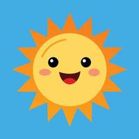 schattig tekenfilm glimlachen zon. grappig zon vector Aan een geïsoleerd achtergrond