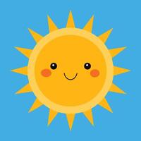 schattig tekenfilm glimlachen zon. grappig zon vector Aan een geïsoleerd achtergrond