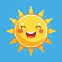 schattig tekenfilm glimlachen zon. grappig zon vector Aan een geïsoleerd achtergrond