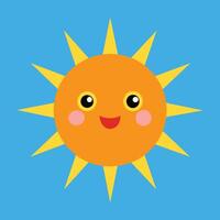 schattig tekenfilm glimlachen zon. grappig zon vector Aan een geïsoleerd achtergrond