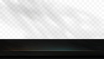 zwart staal tafelblad met bladeren schaduw.vector backdrop studio banier mockup voor Scherm Product Cadeau vector