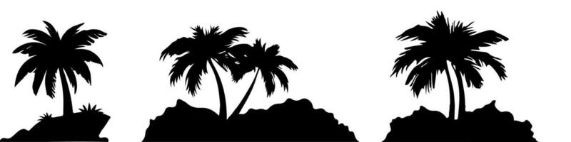 kokosnoot boom silhouet ontwerp met rots baseren. vector ilustration