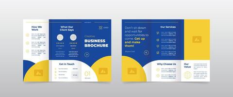 blauw en geel bedrijf drievoud brochure vector