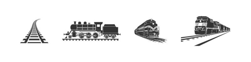 locomotief trein en spoorweg weg icoon set. vector illustratie ontwerp.