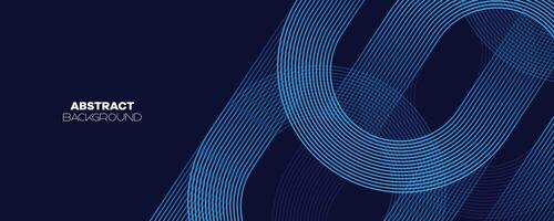 abstract donker blauw golvend cirkels lijnen technologie banier achtergrond. modern marine blauw helling met gloeiend lijnen glimmend meetkundig diagonaal vorm voor brochure, omslag, poster, banier, website, hoofd vector
