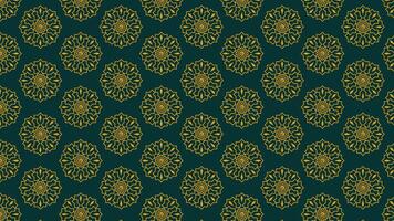 gouden bloemen Islamitisch patroon Aan een donker groen achtergrond vector