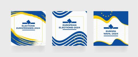 Europese verkiezing 2024 sociaal media na. reeks van sociaal media post voor EU stemmen 2024 . eps vector illustratie.