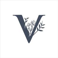 v brief logo met bloemen vector