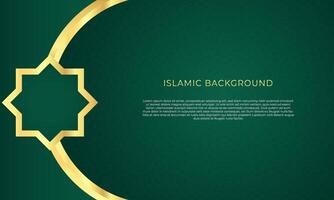 abstract modern luxe Islamitisch achtergrond met ornament grens decoratie met groen helling ontwerp vector
