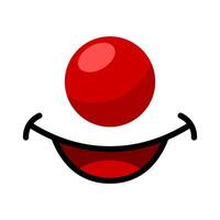 clown rood neus- en mond glimlach. clown gezicht Aan wit achtergrond pak voor gezicht masker ontwerp of anderen Product. vector illustratie