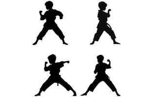 kinderen opleiding karate detail silhouet, karate speler silhouet logo ontwerp vector