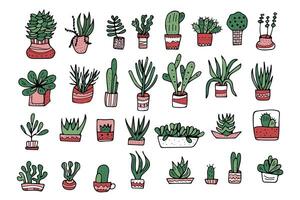 vetplanten in tekening stijl. vector illustratie.