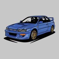 blauw impreza sti perspectief visie auto vector illustratie voor conceptuele ontwerp