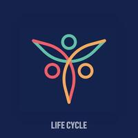 creatief familie afstamming en leven fiets lijn logo. uniek ontworpen kleur overgangen. ontwikkeling en saamhorigheid vector logo sjabloon.