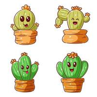 schattig cactus ontwerp, tekenfilm stijl reeks vector