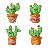 hand- getrokken gestileerde schattig cactus ontwerp reeks vector