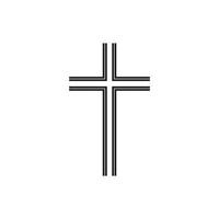 christelijk symbool, zwart dun lijnkruispictogram. kerk logo sjabloon. geïsoleerde vectorillustratie.