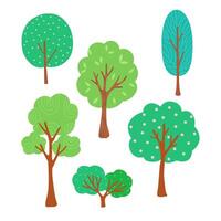 bomen collectie in de hand getekende stijl vector