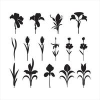 een zwart silhouet iris bloem reeks vector