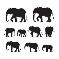 een zwart silhouet olifant reeks vector