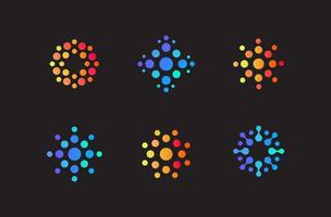 set van abstracte ronde logo van stippen. verschillende vormen van coronavirus, vectorpictogrammen. logo concept voor opstarten, bedrijf, innoveren product, technologie. geïsoleerde moderne tekens vector