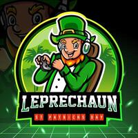 st. patricks day kabouter mascotte esport logo ontwerp. vector