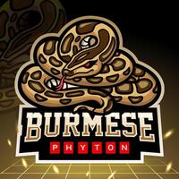 Birmees Python slang mascotte. esport logo ontwerp vector