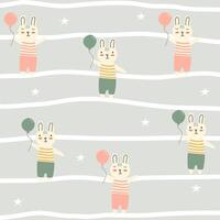 schattig Boheems weinig konijnen Holding ballon, grappig kinderachtig illustratie, naadloos patroon voor kinderen geschikt voor kinderen Product ontwerp vector