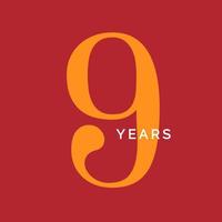 negen jaar symbool. negende verjaardag embleem. verjaardag teken, nummer 9 logo concept, vintage poster sjabloon, vectorillustratie vector