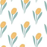 tulpen vlak ontwerp geel kleur naadloos patroon vector