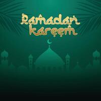 Ramadan kareem achtergrond met groen en goud kleur vector