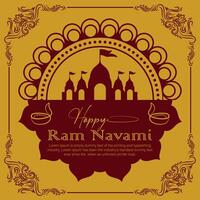 gelukkig RAM navami cultureel banier Hindoe festival verticaal post wensen viering kaart RAM navami viering achtergrond RAM navami groeten geel beige achtergrond Indisch hindoeïsme festival vector