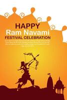 gelukkig RAM navami cultureel banier Hindoe festival verticaal post wensen viering kaart RAM navami viering achtergrond RAM navami groeten geel beige achtergrond Indisch hindoeïsme festival vector