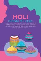 gelukkig holi kleurrijk banier sjabloon Indisch hindoeïsme festival viering, sociaal media poster ontwerp en horizontaal banier sjabloon voor holi festival viering vector