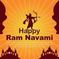 gelukkig RAM navami cultureel banier Hindoe festival verticaal post wensen viering kaart RAM navami viering achtergrond RAM navami groeten geel beige achtergrond Indisch hindoeïsme festival vector