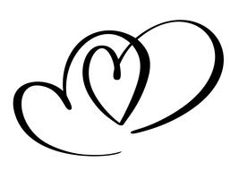 Twee geliefden hart. Handgemaakte vector kalligrafie. Decor voor wenskaart, mok, foto overlays, t-shirt print, flyer, posterontwerp