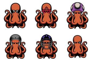 Octopus hoofden bundel vector